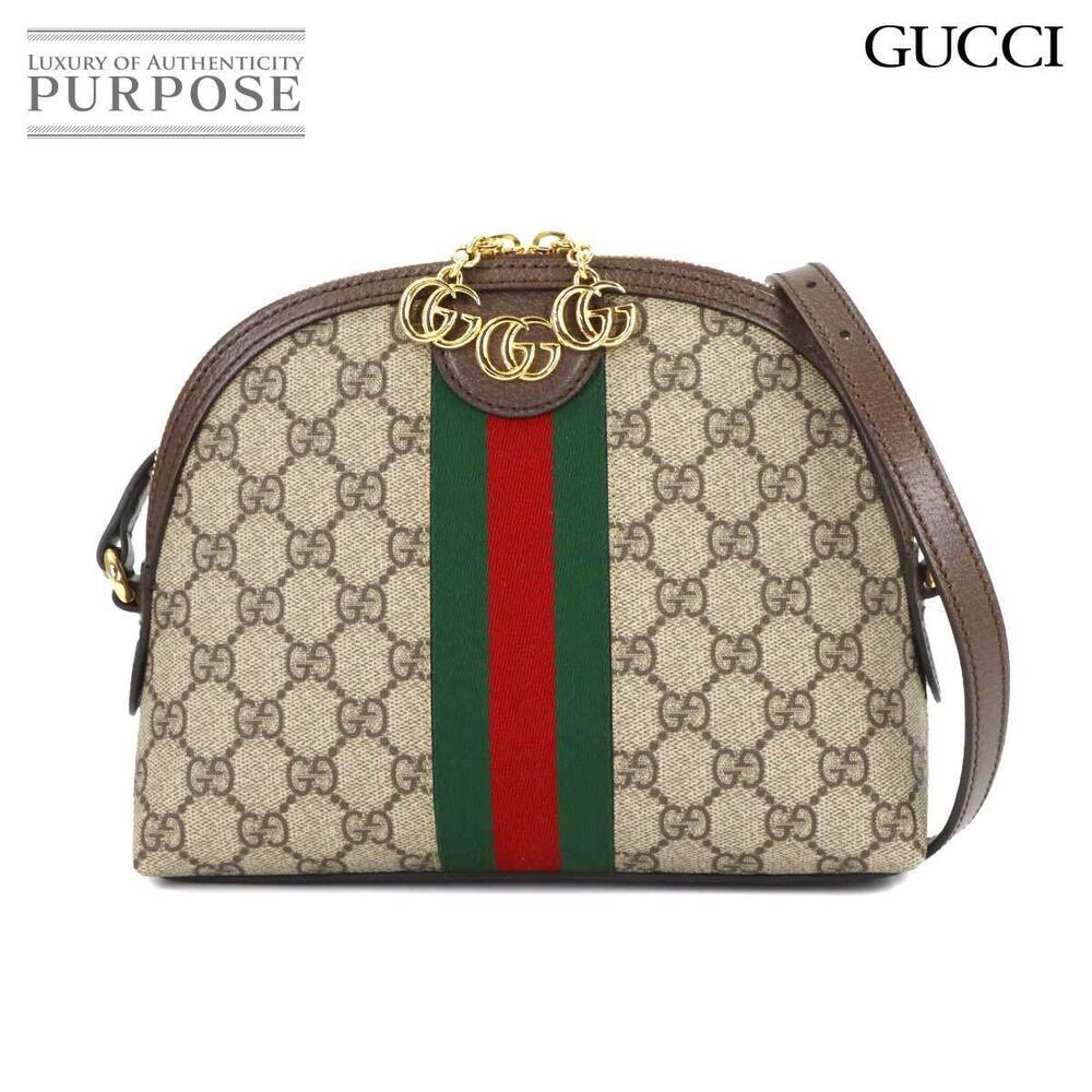 Gucci Ophidia GG Shoulder Bag Supreme Canvas Leather Beige Brown